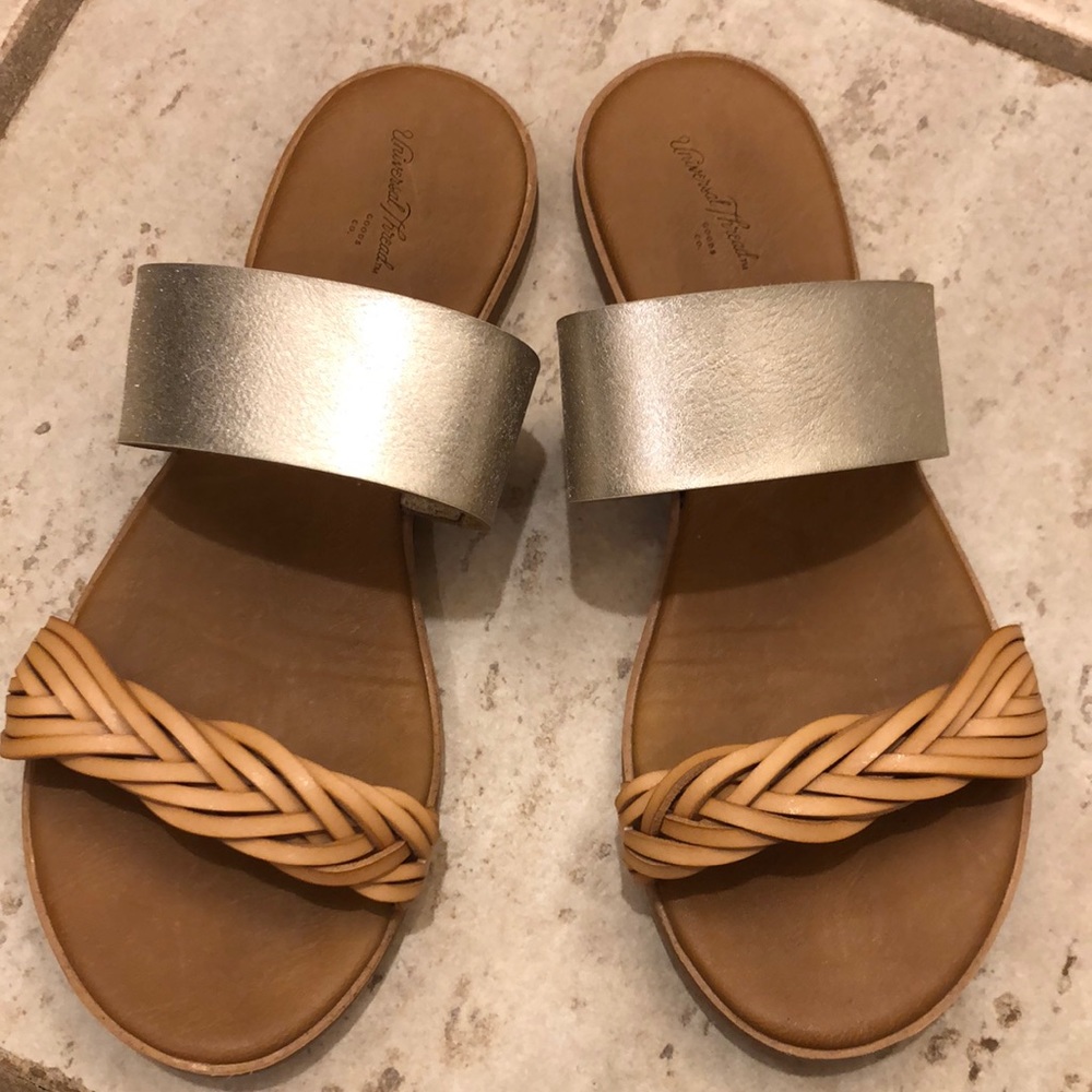 Gold and Tan Sandals